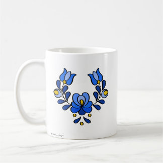 Mug Motif hongrois de broderie, "Matyó" - bleu