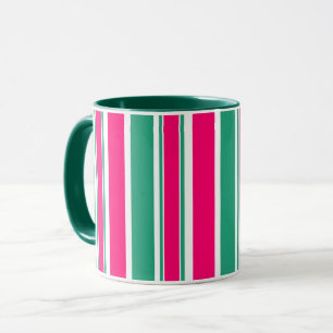 Mug Motif horizontal rayé rouge et vert