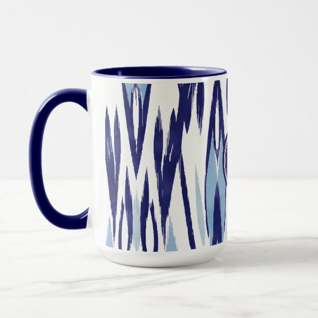 Mug Motif ikat bleu et blanc chic (Gauche)