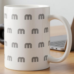Mug Motif Initial Monogramme Moderne Minimal Noir