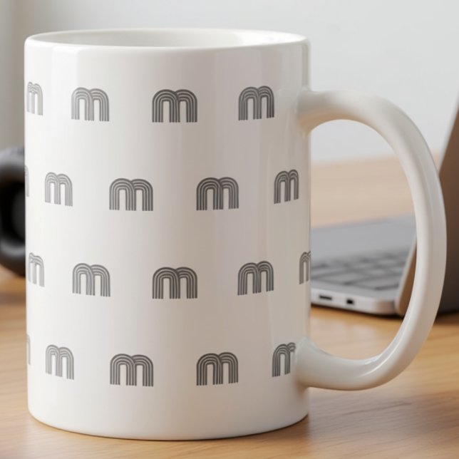 Mug Motif Initial Monogramme Moderne Minimal Noir (Créateur téléchargé)