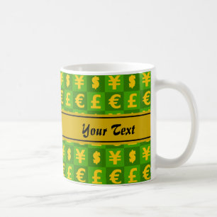 Mug Motif international de symboles monétaire d'argen