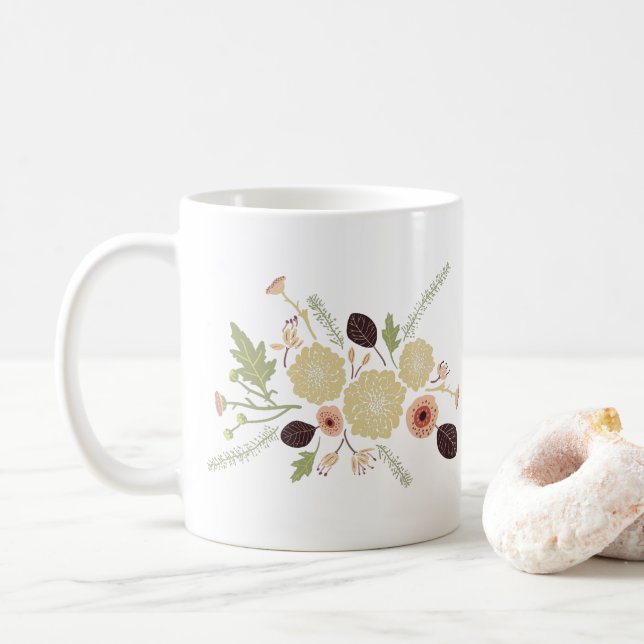 Mug Motif Jouer Pêche verte Jetée Florale Fleurs Motif (Avec donut)