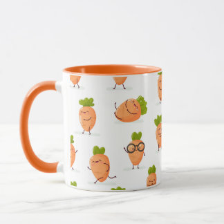 Mug Motif kawaii de carottes amusantes