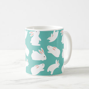 Mug Motif lapin mignon sur Turquoise