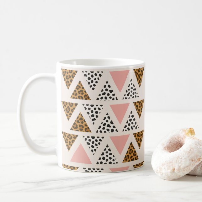 Mug Motif Léopard Chic et Triangle Rose (Avec donut)