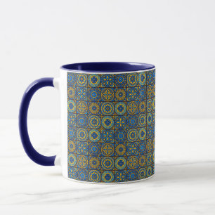 Mug Motif marocain bleu et blanc élégant
