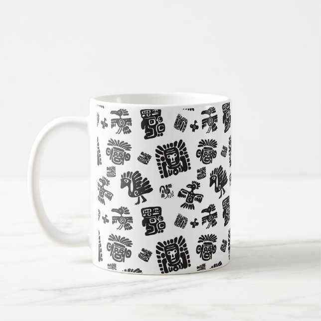Mug Motif maya sans couture. Elem noir et blanc (Gauche)