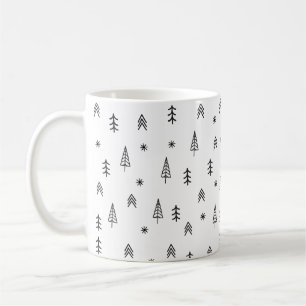 Mug Motif minimaliste de la forêt d'hiver noire et bla