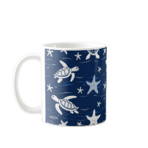 Motif minimaliste de tortue de mer et d'étoiles de