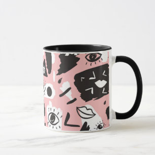 Mug Motif moderne abstrait d'oeil et de lèvres