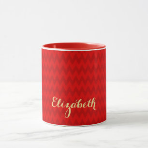 Mug Motif moderne Custom Faux Gold Name Christmas Red