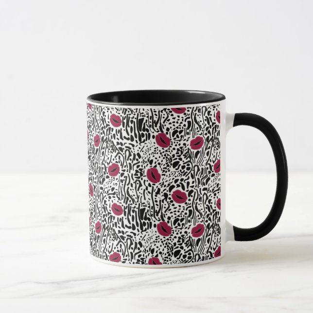 Mug Motif moderne des lèvres B&W de rouge à lèvres (Droite)