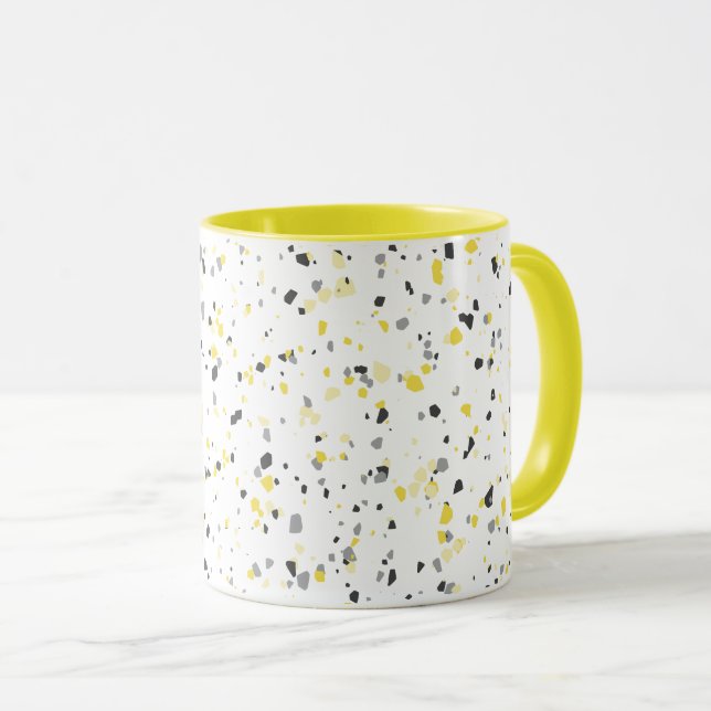 Mug Motif moderne géométrique gris-jaune Terrazzo (Devant droit)