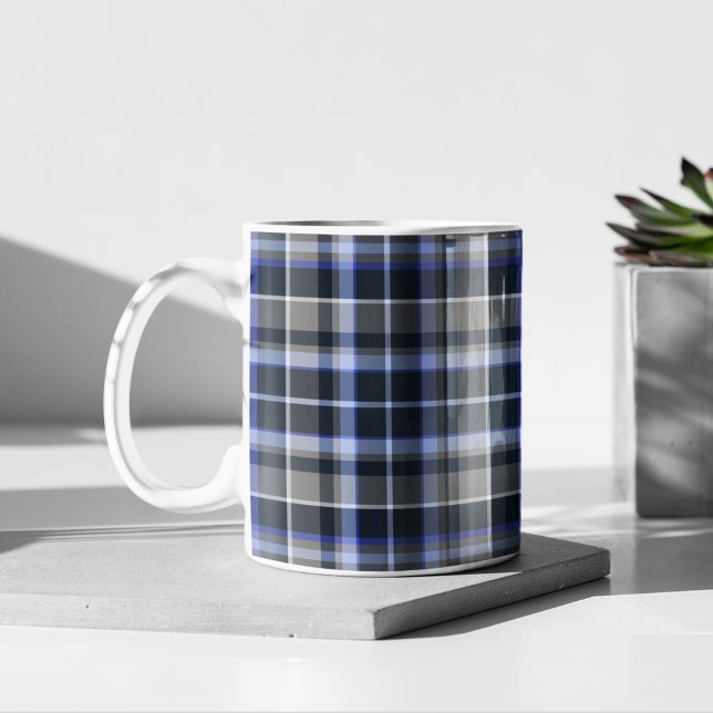Mug Motif moderne gris bleu Tartan (Créateur téléchargé)