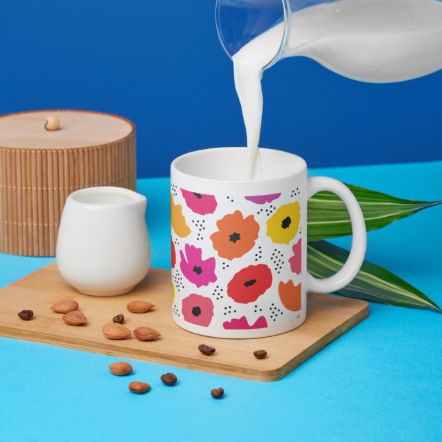 Mug Motif moderne Pavot Rose Rouge Orange Floral Point (Créateur téléchargé)