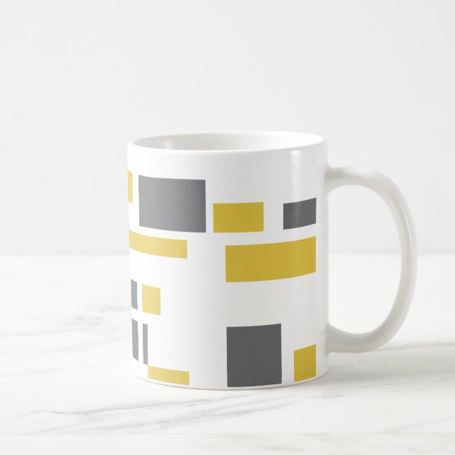 Mug Motif moderne, simple, cool géométrique jaune gris (Droite)