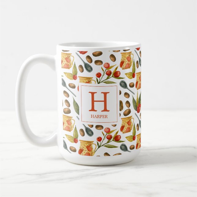 Mug Motif Monogram Coffee Beans (Gauche)