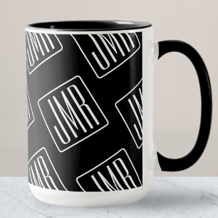 Mug Motif monogramme moderne   Noir & Blanc