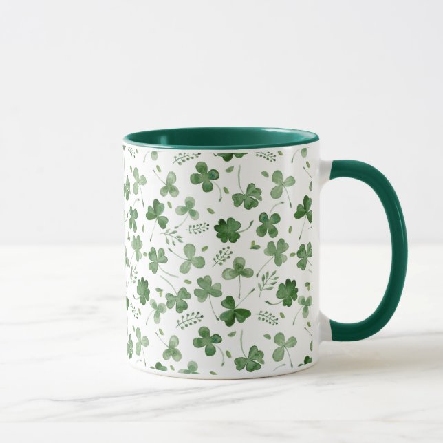 Mug Motif mou de shamrock d'aquarelle (Droite)