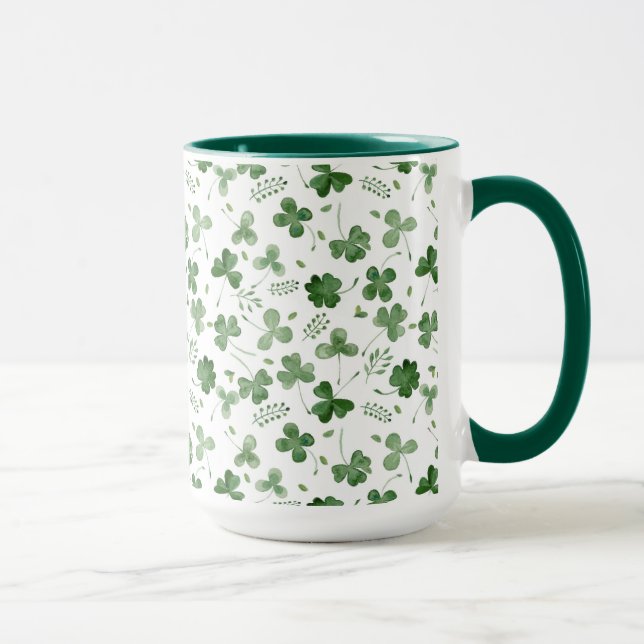 Mug Motif mou de shamrock d'aquarelle (Droite)