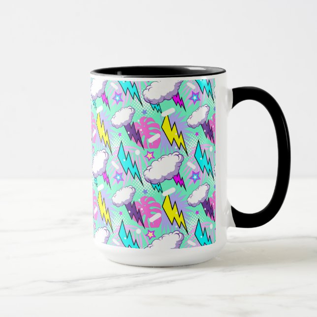 Mug Motif Neon Lightning Bolts & Stars (Droite)