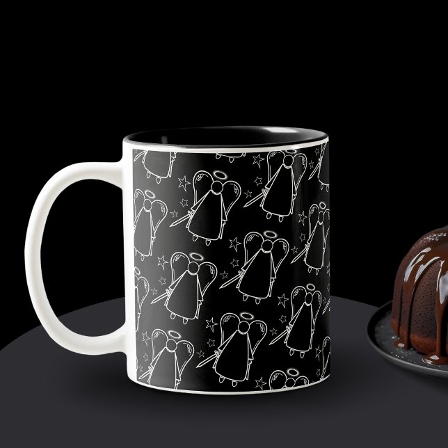 Mug Motif noir et blanc Avenging Angel (Avenging Angels Pattern)