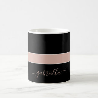 Mug Motif noir et trait rose poudré avec prénom