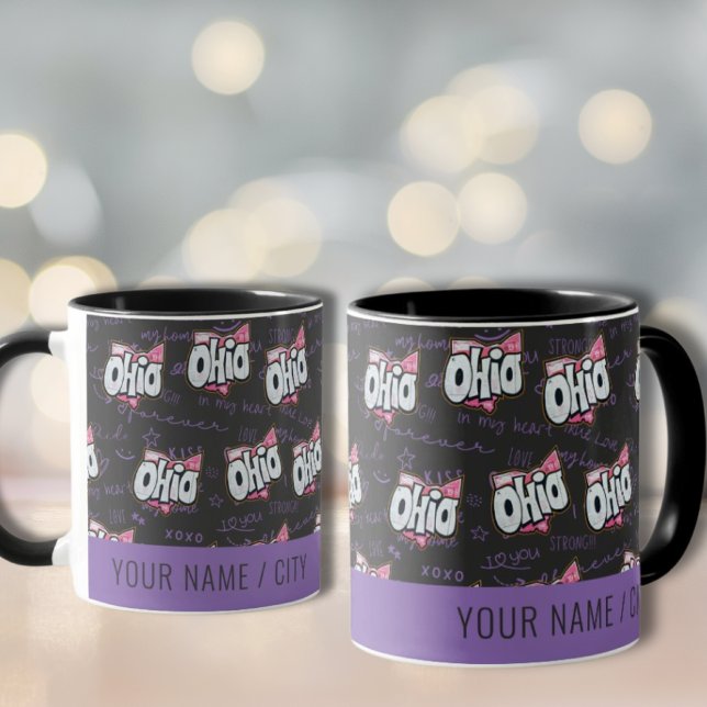 Mug motif noir violet rose de l'Ohio (Créateur téléchargé)