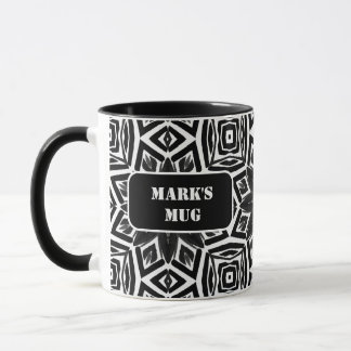 Mug Motif octogone noir et blanc
