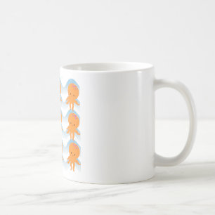 Mug Motif Octopus Orange Et Vagues Bleues