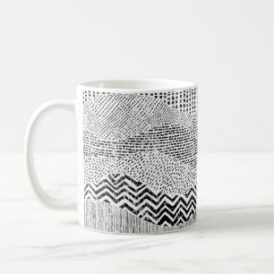 Mug Motif ondulé noir et blanc. Ornement dessiné à la 