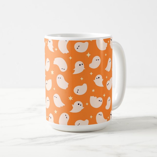 Mug Motif Orange Ghost Doodle (Devant droit)