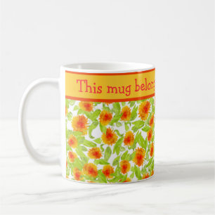Mug Motif orange lumineux de Foral de soucis sur le