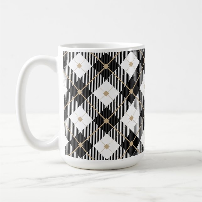 Mug Motif plaid Black Blanc tendance (Gauche)