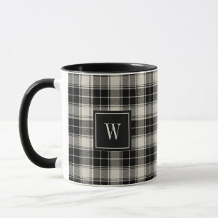 Mug Motif plat noir et blanc cassé avec Monogramme