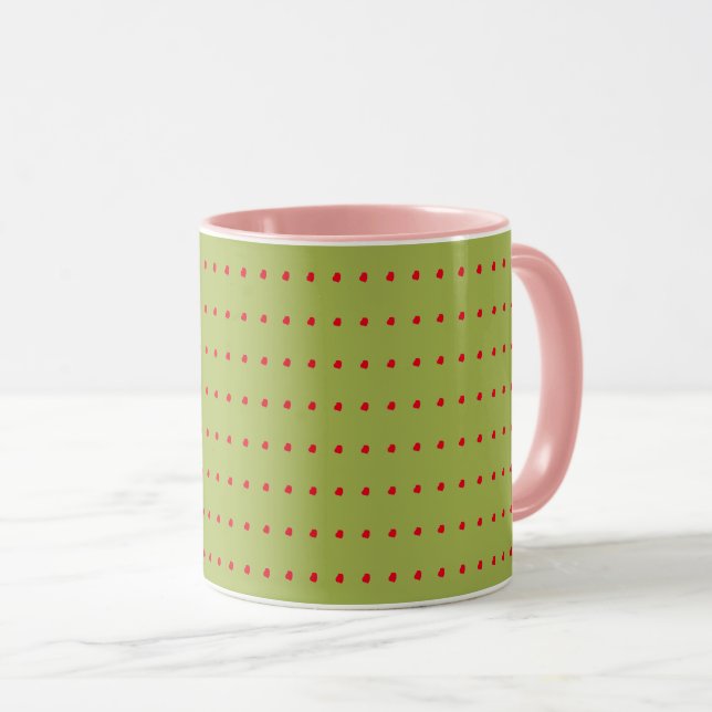 Mug Motif Pois vert et rouge (Devant droit)