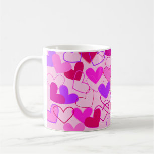 Mug Motif pourpre et rouge rose Girly mignon de coeurs