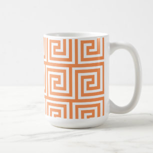 Mug Motif principal grec blanc orange de mandarine