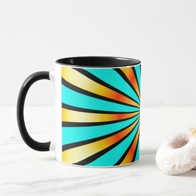 Mug Motif radial vert jaune noir (Avec donut)