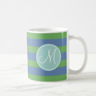 Mug Motif rayé de bigorneau vert initial de monogramme