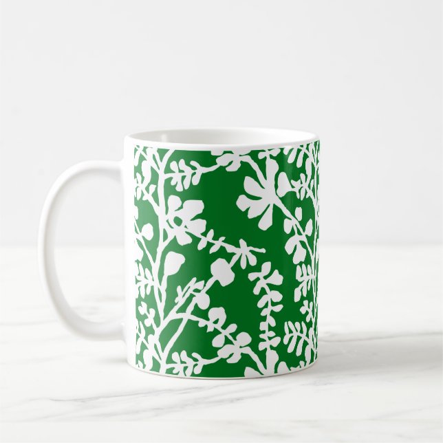 Mug Motif répété Floral Vert Et Blanc (Gauche)