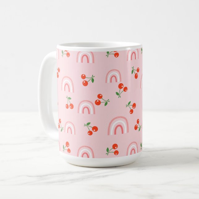 Mug Motif rose arc-en-ciel cerise (Devant gauche)