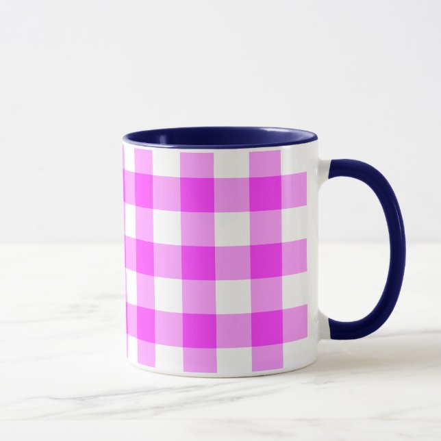 Mug Motif rose et blanc En vichy (Droite)
