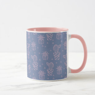Mug Motif rose et pourpre de cactus de bande dessinée