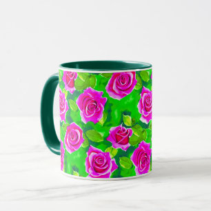 Mug Motif Rose Fuchsia Pink