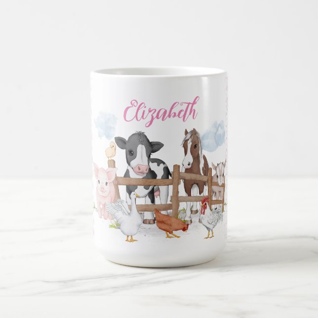 Mug Motif rose Plaid Country Animaux de ferme (Centre)