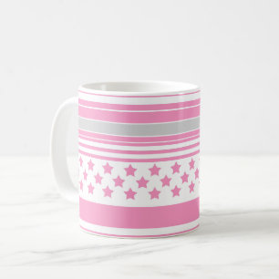 Mug Motif rose rayé avec des étoiles