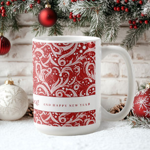 Mug Motif rouge Abstrait de flocon de neige #10 ID1009