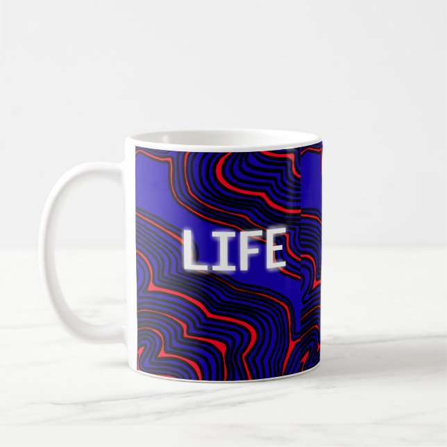 Mug motif rouge et bleu ondulé (Gauche)